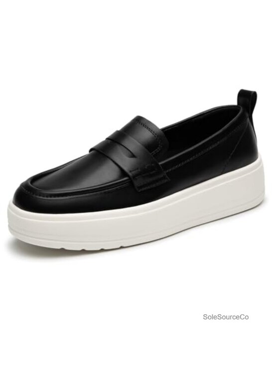 Shoes - Women's Platform Loafers Slip On Comfortable Work Casual Shoes Faux Leather